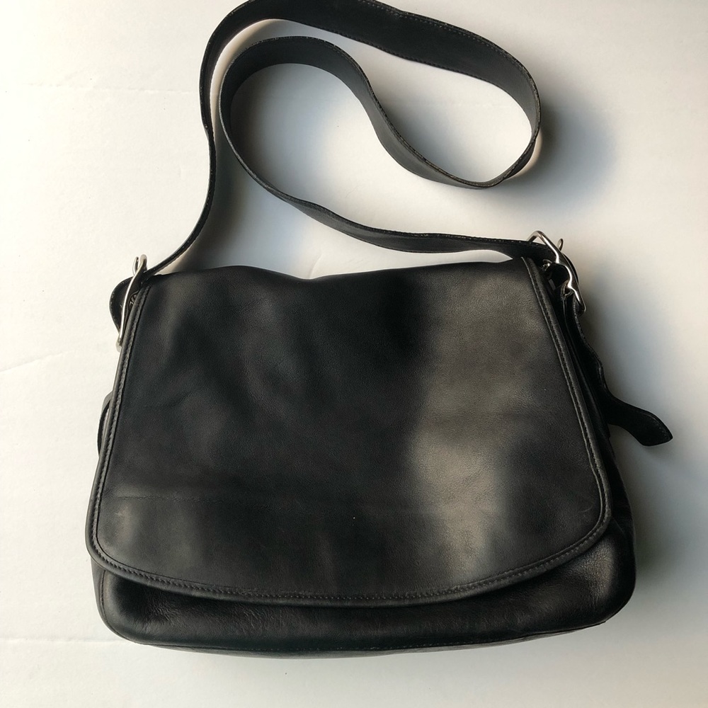Coach Black Leather Crossbody Messenger Bag